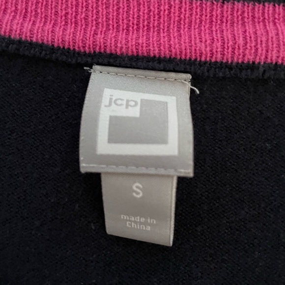 J C Penny size S cardigan - pink/gray/navy blue - Picture 3 of 4